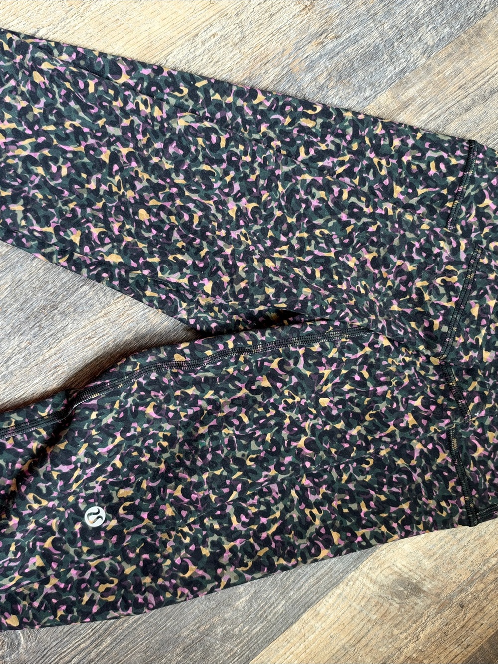 Lulu lemon leopard print multi color leggings size 2